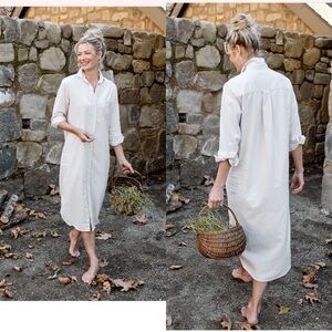 Frank & Eileen Rory Famous Denim Shirt Dress Size Small  Vintage White Maxi